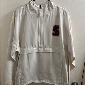 Champion White Half-Zip Jacket with Red Emblem